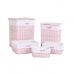 Комплект кошове DKD Home Decor Розов полиестер Детски плетена ракита (44 x 34 x 56 cm)