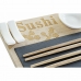 Set de Sushi DKD Home Decor PC-186227 Alb Negru Natural Bambus Slate Modern Oriental 28,5 x 18,5 x 2,6 cm (9 Piese) (28,5 x 18,5
