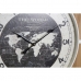 Nástenné hodiny DKD Home Decor Čierna Biela Železo Vintage 60 x 4,5 x 60 cm Drevo MDF Mapa Sveta (2 kusov)