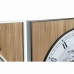 Zidni sat DKD Home Decor Crna Bijela Željezo Vintage 60 x 4,5 x 60 cm Drvo MDF Karta Svijeta (2 kom.)