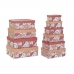 Jeu de Caisses de Rangement Empilables DKD Home Decor Fuchsia Blanc Pêche Carton (43,5 x 33,5 x 15,5 cm)