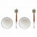 Conjunto de sushi DKD Home Decor 25 x 25 x 6,5 cm Porcelana Madeira Branco Verde Oriental (6 Peças) (25 x 25 x 6,5 cm) (6 pcs)