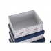 Conjunto de Caixas de Organização Empilháveis DKD Home Decor Marinha Branco Azul Marinho Cartão (43,5 x 33,5 x 15,5 cm)