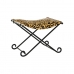 Suport pentru Picioare DKD Home Decor Negru Metal Maro Piele Leopard (55 x 45 x 41 cm)