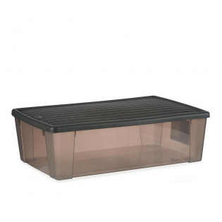 Caja de Almacenaje con Tapa Home Gris Plástico (29 x 23,5 x 39 cm)