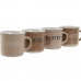Set de Căni de Cafea Home ESPRIT Maro Gresie 4 Piese 180 ml