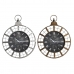Настенное часы DKD Home Decor 60 x 6,5 x 78 cm Стеклянный Серебристый Чёрный Позолоченный Железо (2 штук)