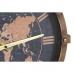 Ρολόι Τοίχου DKD Home Decor 42 x 8,5 x 54 cm Κρυστάλλινο Ασημί Χρυσό Σίδερο Παγκόσμιος Χάρτης (x2)
