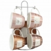 Set de Căni de Cafea DKD Home Decor Roz Metal Maro Alb 210 ml 4 Piese