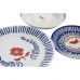 Set Posode DKD Home Decor Porcelan Rdeča Modra Bela 27 x 27 x 3 cm 18 Kosi