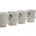 4 Piece Mug Set Home ESPRIT White Beige Stoneware Boho 360 ml