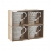 4 Piece Mug Set Home ESPRIT White Beige Stoneware 360 ml 9 x 7 x 10,6 cm