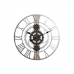 Nástenné hodiny DKD Home Decor Striebristý Čierna MDF Železo Ozubené kolieska Loft (60 x 4 x 60 cm)