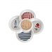 Set de Aperitiv DKD Home Decor Roșu Albastru Alb Gresie 22 x 22 x 7 cm Mediterană Case