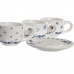 Set of Mugs with Saucers DKD Home Decor Blue Metal White 180 ml Dolomite