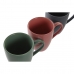 Set di 4 Tazze Mug DKD Home Decor Verde Rosa Grigio scuro Gres 300 ml 19 x 13 x 31 cm