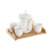 Conjunto de Chávenas de Café DKD Home Decor Branco Natural Bambu Porcelana