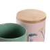 Alavas DKD Home Decor 11,5 x 11,5 x 17,5 cm Gėlėtas Rožinė Žalia Bambukas Keramikos dirbinys Shabby Chic (2 vnt.)