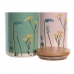 Boîte DKD Home Decor 11,5 x 11,5 x 17,5 cm Floral Rose Vert Bambou Grès Shabby Chic (2 Unités)