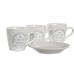 Set of Mugs with Saucers DKD Home Decor Metal White Stoneware 90 ml