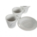 Puodelių su lėkštutėmis rinkinys DKD Home Decor Balta Metalinis Keramikos dirbinys 90 ml 8 x 6 x 6 cm 11 x 11 x 2 cm