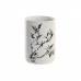 Zobu birstu turētājs DKD Home Decor 7,6 x 7,6 x 11 cm Melns Kaučuka koks Balts Keramika