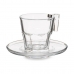 Sæt med 6 kopper og underkopper Casablanca Gennemsigtig Glas 4 enheder (70 ml)
