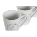 Set of Mugs with Saucers DKD Home Decor White Metal Stoneware 300 ml 14 x 14 x 31 cm 12,5 x 9,5 x 10,5 cm (5 Pieces)