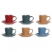 Set of Mugs with Saucers DKD Home Decor Red Blue Green Yellow Stoneware 180 ml