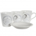 Set of Mugs with Saucers DKD Home Decor Metal White Stoneware 180 ml