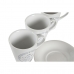 Csésze Szett Alátétekkel DKD Home Decor Fém Fehér Kőedény 180 ml