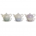 Teapot DKD Home Decor Blue White Green Lilac Dolomite 750 ml (3 Units)