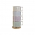 Vnt. kavos puodelių rinkinys DKD Home Decor Žalia Dangaus mėlynumo Alyvinė Metalinis Bambukas 260 ml