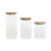 Set van 3 Potjes Home ESPRIT Transparant Siliconen Bamboe Borosilicaatglas 10 x 10 x 22,3 cm