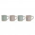 Ensemble de 4 mugs Home ESPRIT Bleu Rose Grès 355 ml 9,7 x 7 x 9,2 cm