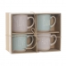 Ensemble de 4 mugs Home ESPRIT Bleu Rose Grès 355 ml 9,7 x 7 x 9,2 cm