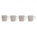 Set van koffiekopjes Home ESPRIT Wit Beige Keramiek 4 Onderdelen 180 ml