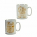 Mug Coffee Porcelain Golden White 500 ml 24 Units