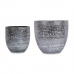 Conjunto de Vasos Ø 20 cm Ø 25 cm 2 Peças Cinzento Prateado Cerâmica