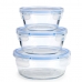Set of lunch boxes Circular Blue Transparent Glass (8 Units)