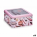 Úložný box Make up Růžový Plech (pocínovaný) 18 x 8,5 x 18 cm (18 kusů)