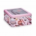 Caja de Almacenaje Maquillaje Rosa Hojalata 18 x 8,5 x 18 cm (18 Unidades)