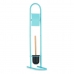 Toilet Paper Holder with Brush Stand 16 x 28,5 x 80,8 cm Blue Metal Plastic Bamboo (4 Units)