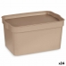 Кутия за Съхранение с Капак Бежов Пластмаса 2,3 L 13,5 x 11 x 20 cm (24 броя)