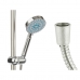 A shower head with a hose to direct the flow With support Silver Metal (6 Units)