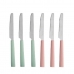 Sada nožov zelená Ružová Striebristý Nerezová oceľ Plastické (12 kusov)