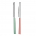 Knivsæt Grøn Pink Sølvfarvet Rustfrit stål Plastik (12 enheder)