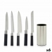 Кухонные ножи с подставкой Чёрный Серебристый Нержавеющая сталь полиэтилен полипропилен ABS 11 x 35 x 11 cm (6 штук)