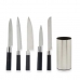 Кухонные ножи с подставкой Чёрный Серебристый Нержавеющая сталь полиэтилен полипропилен ABS 11 x 35 x 11 cm (6 штук)