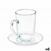 Чаша с чинийка Прозрачен Cтъкло 200 ml (6 броя)